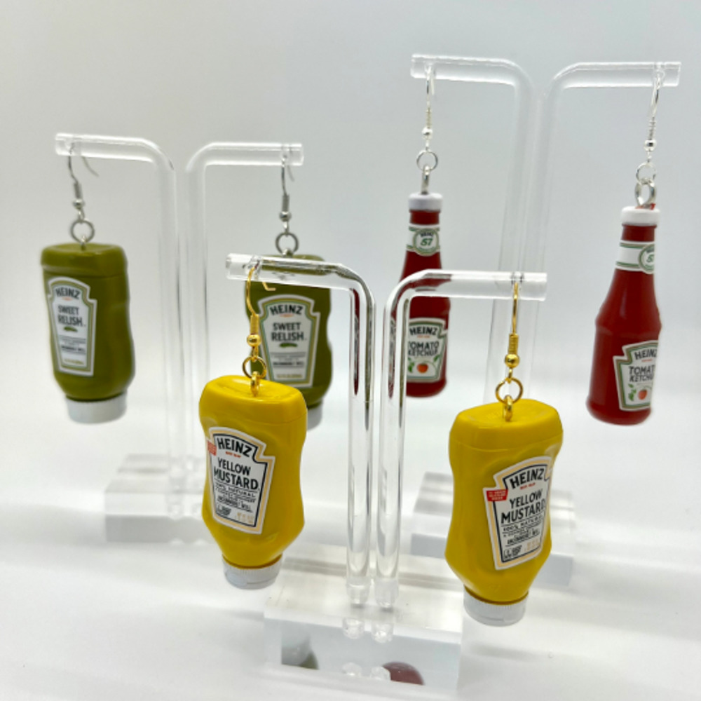 Ketchup, Pickles, Mustard Condiment Earrings - BFF Mini Brands Earrings
